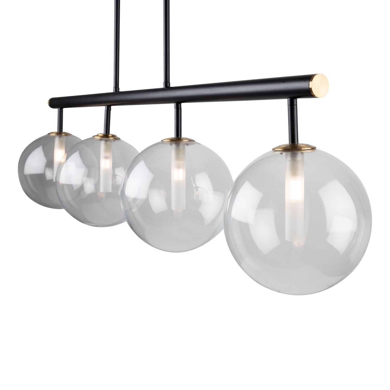 Artcraft - AC11764VB - Four Light Island Pendant - Aurelia - Matte Black & Brass