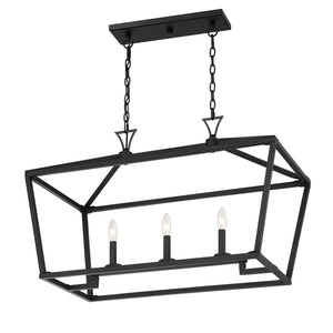 Savoy House - 1-423-3-89 - Three Light Linear Chandelier - Townsend - Matte Black