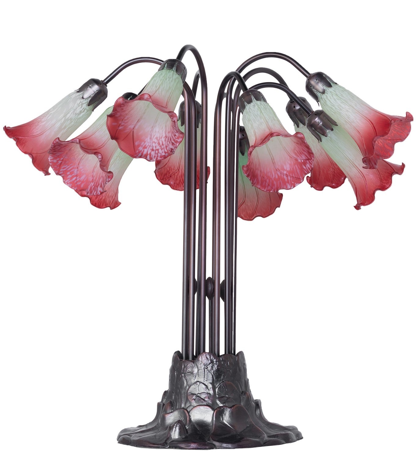 Meyda Tiffany - 185081 - Ten Light Table Lamp - Seafoam/Cranberry - Mahogany Bronze