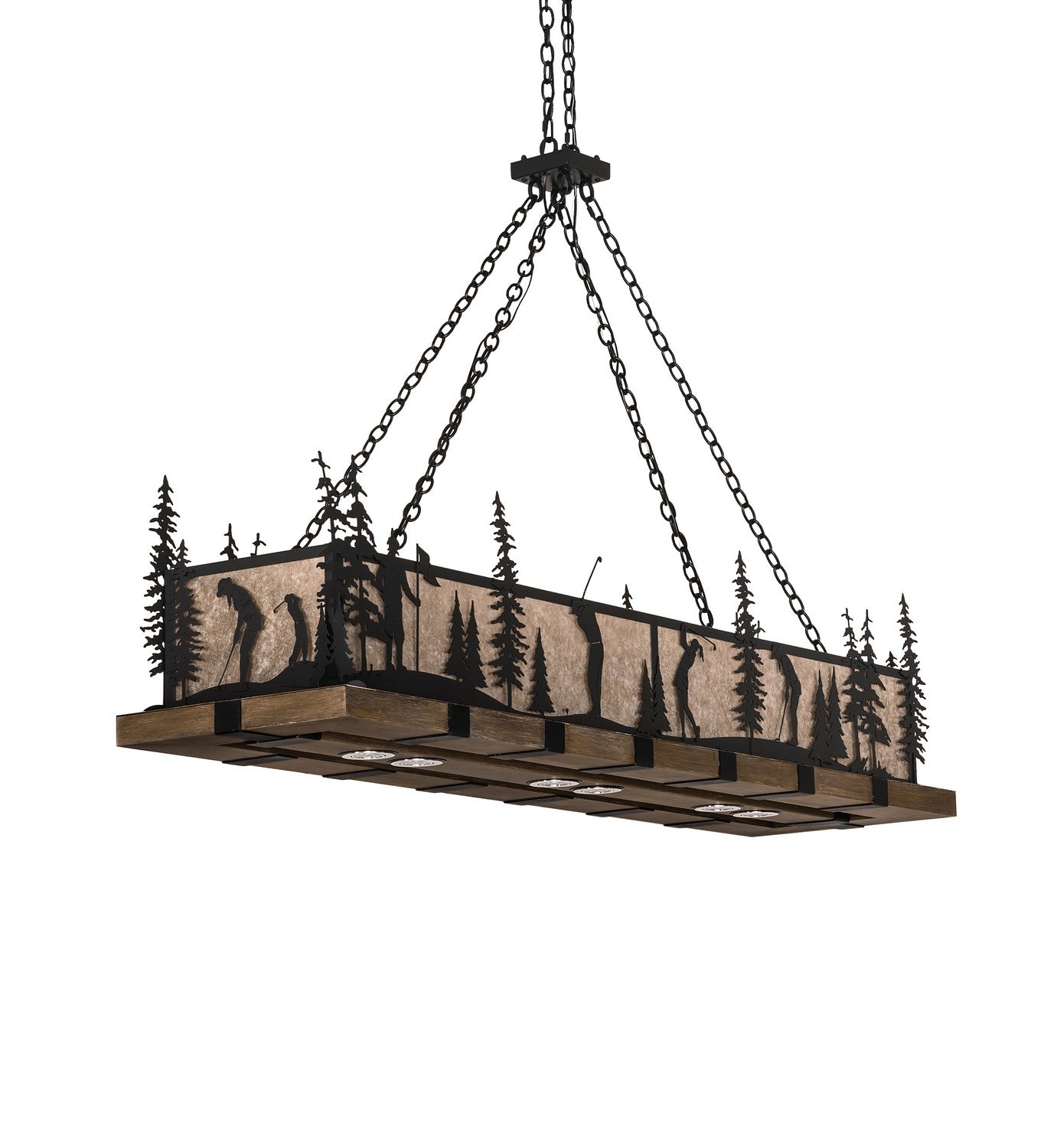 Meyda Tiffany - 257673 - LED Pendant - Golf - Blackwash & Faux Walnut Wood