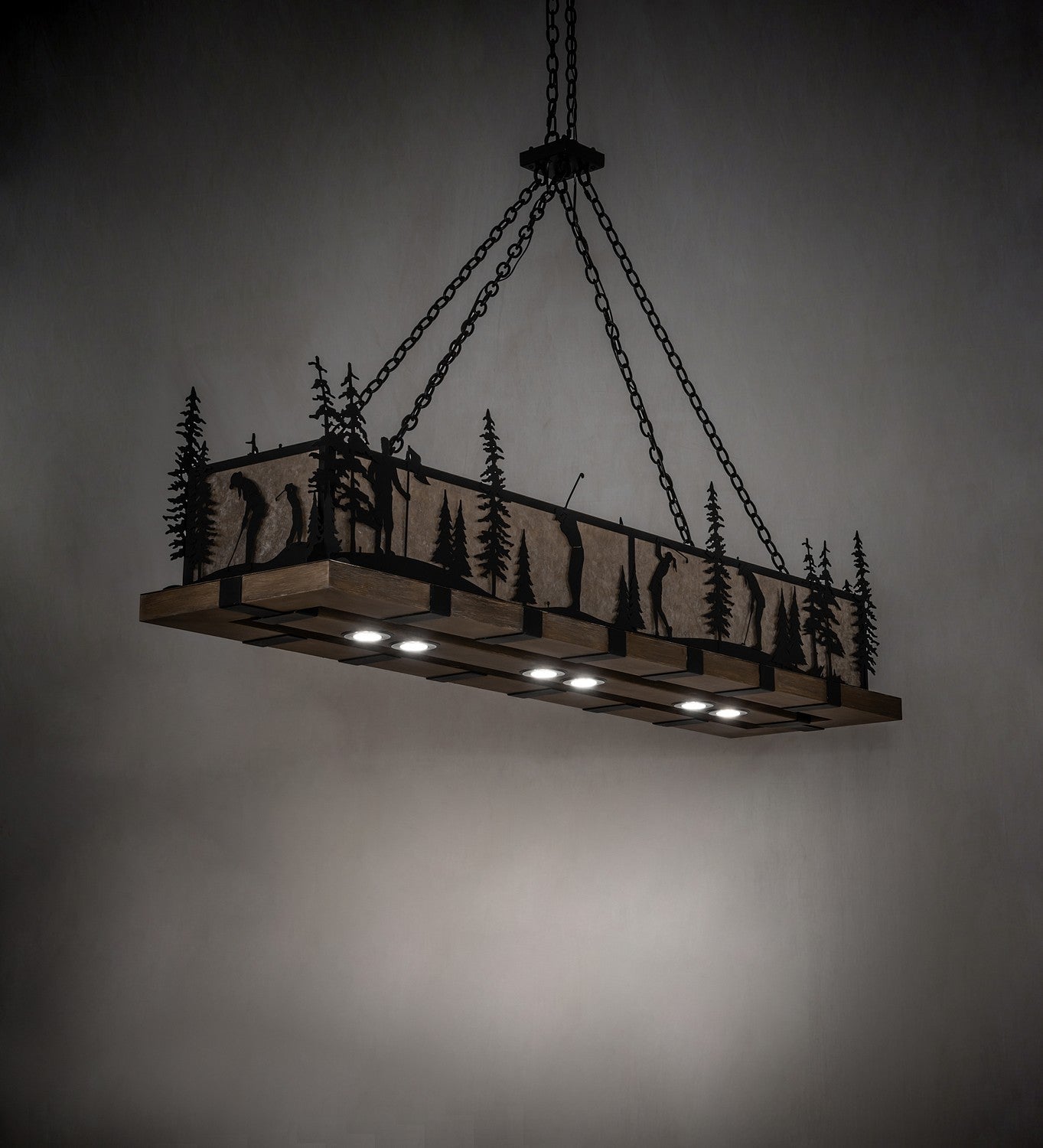 Meyda Tiffany - 257673 - LED Pendant - Golf - Blackwash & Faux Walnut Wood