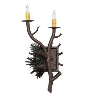 Meyda Tiffany - 258286 - Two Light Wall Sconce - Pinewood - Copper Rust & Olive Green