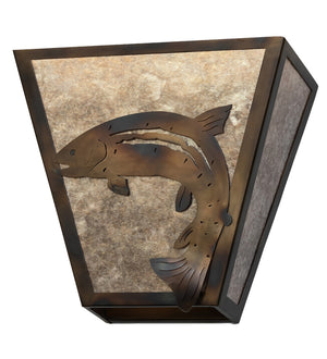 Meyda Tiffany - 258986 - Two Light Wall Sconce - Leaping Trout - Light Burnished Antique Copper