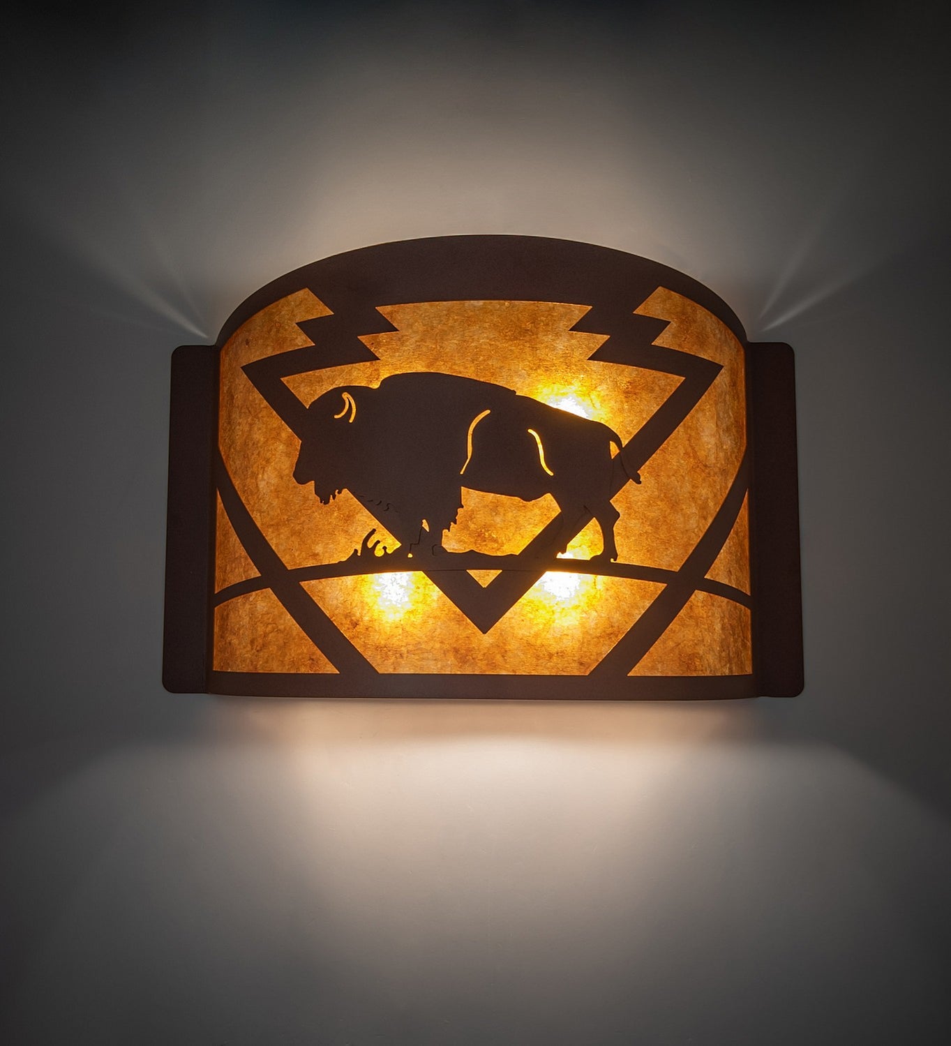 Meyda Tiffany - 259241 - Four Light Wall Sconce - Lone Buffalo - Rust