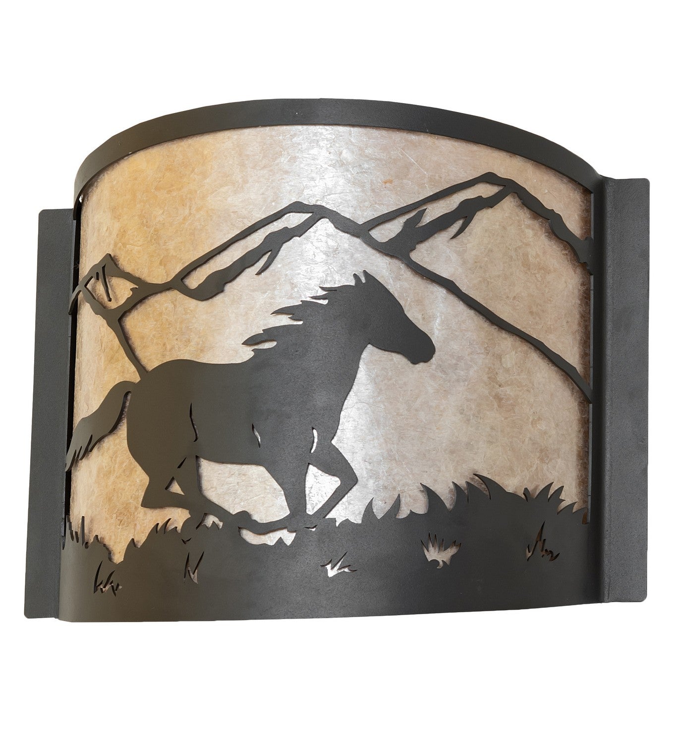 Meyda Tiffany - 259844 - One Light Wall Sconce - Running Horses - Wrought Iron