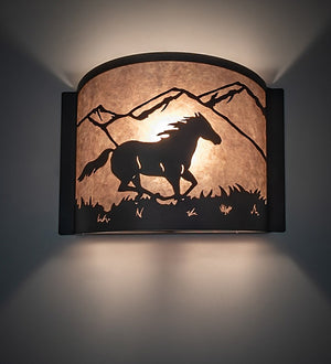 Meyda Tiffany - 259844 - One Light Wall Sconce - Running Horses - Wrought Iron