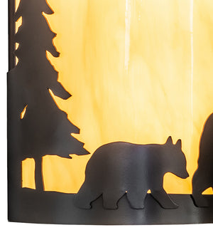 Meyda Tiffany - 260205 - Two Light Wall Sconce - Pine Tree And Bear - Timeless Bronze