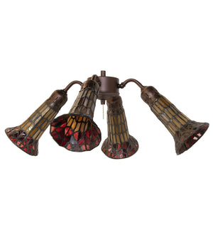 Meyda Tiffany - 261512 - Four Light Fan Light - Stained Glass Pond Lily - Mahogany Bronze