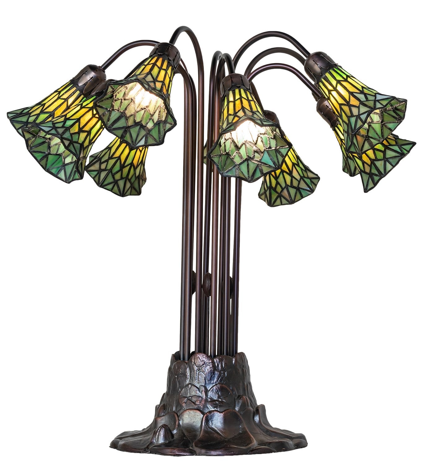 Meyda Tiffany - 261670 - Ten Light Table Lamp - Stained Glass Pond Lily - Mahogany Bronze