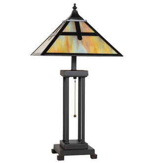 Meyda Tiffany - 262041 - Two Light Table Lamp - Cross Mission - Mahogany Bronze