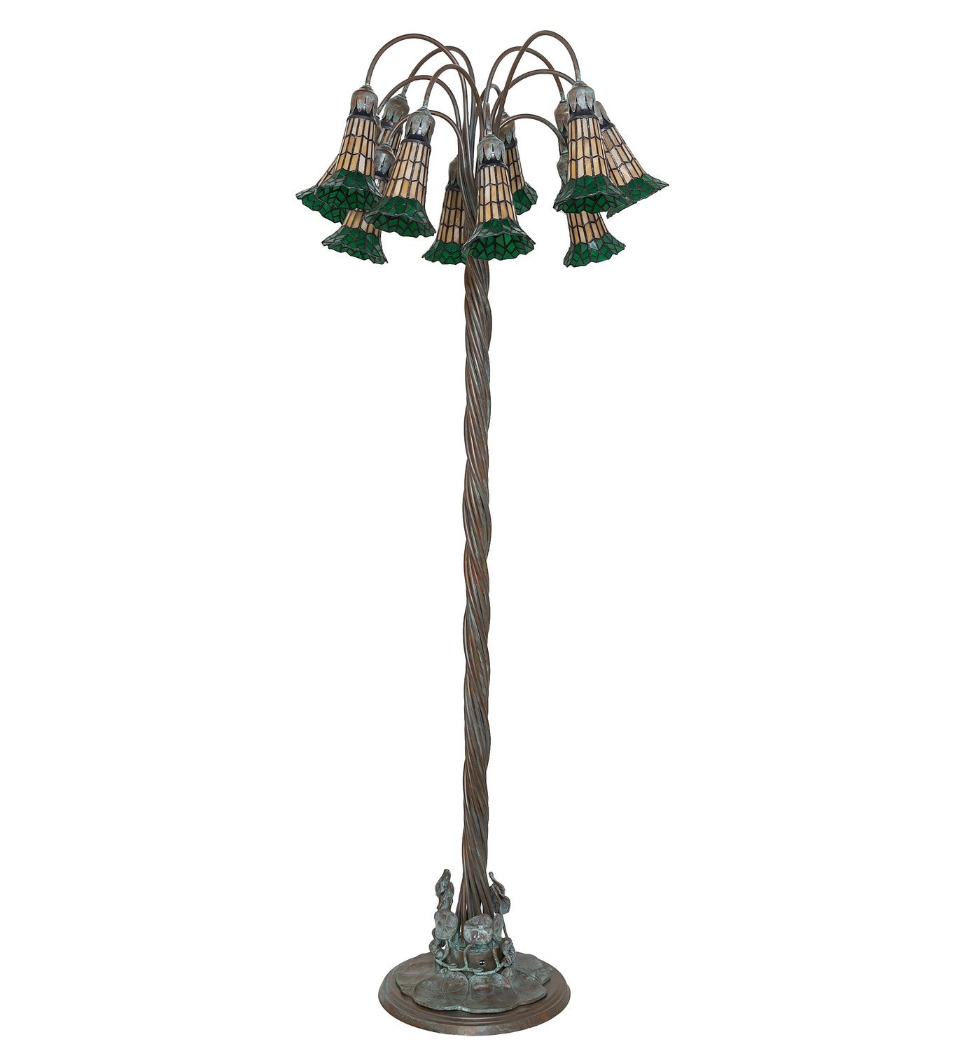 Meyda Tiffany - 262124 - 12 Light Floor Lamp - Stained Glass Pond Lily - Bronze