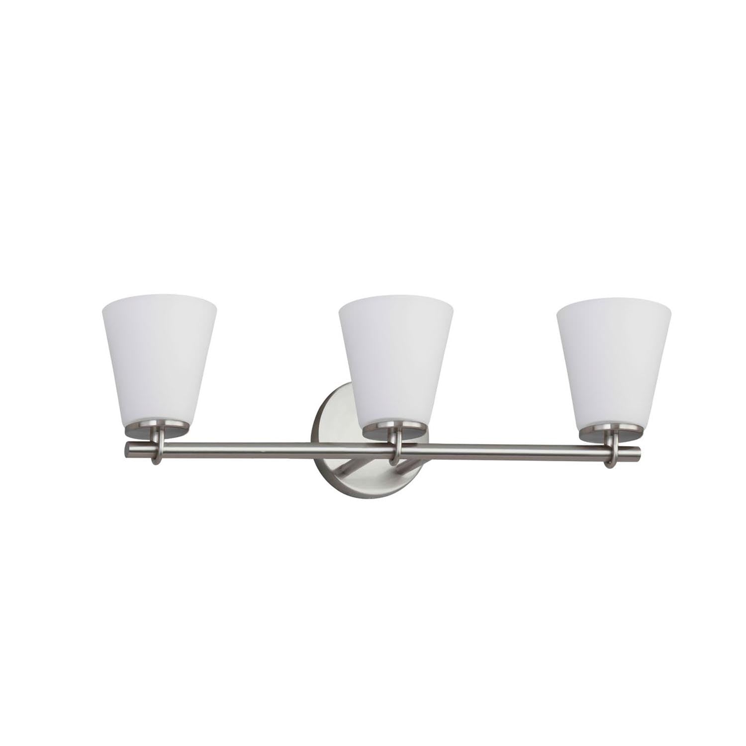 Justice Designs - FSN-8033-OPAL-NCKL - Three Light Bath Bar - Fusion - Brushed Nickel