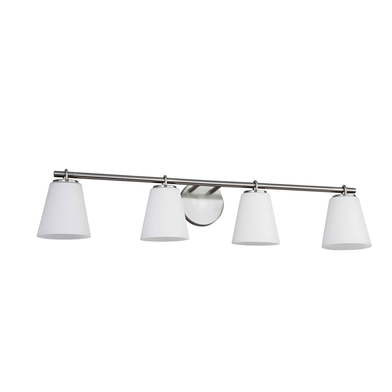 Justice Designs - FSN-8034-OPAL-NCKL - Four Light Bath Bar - Fusion - Brushed Nickel