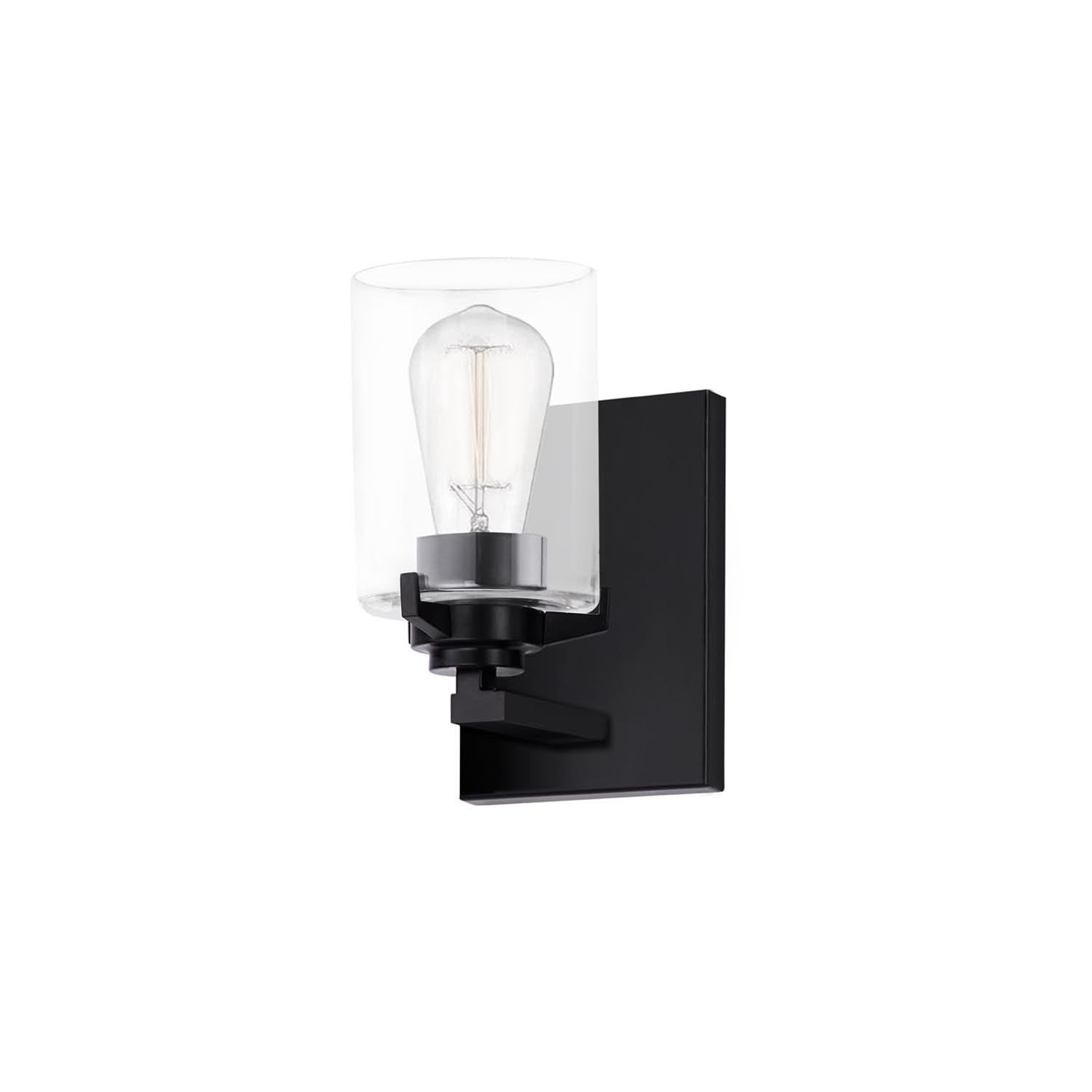 Justice Designs - FSN-8091-CLER-MBLK - One Light Wall Sconce - Fusion - Matte Black