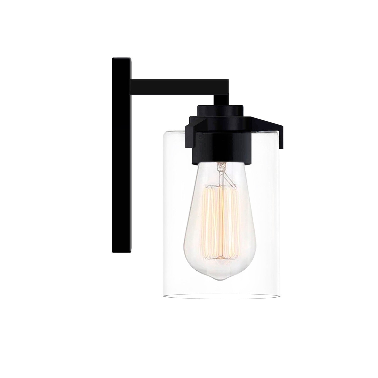 Justice Designs - FSN-8091-CLER-MBLK - One Light Wall Sconce - Fusion - Matte Black