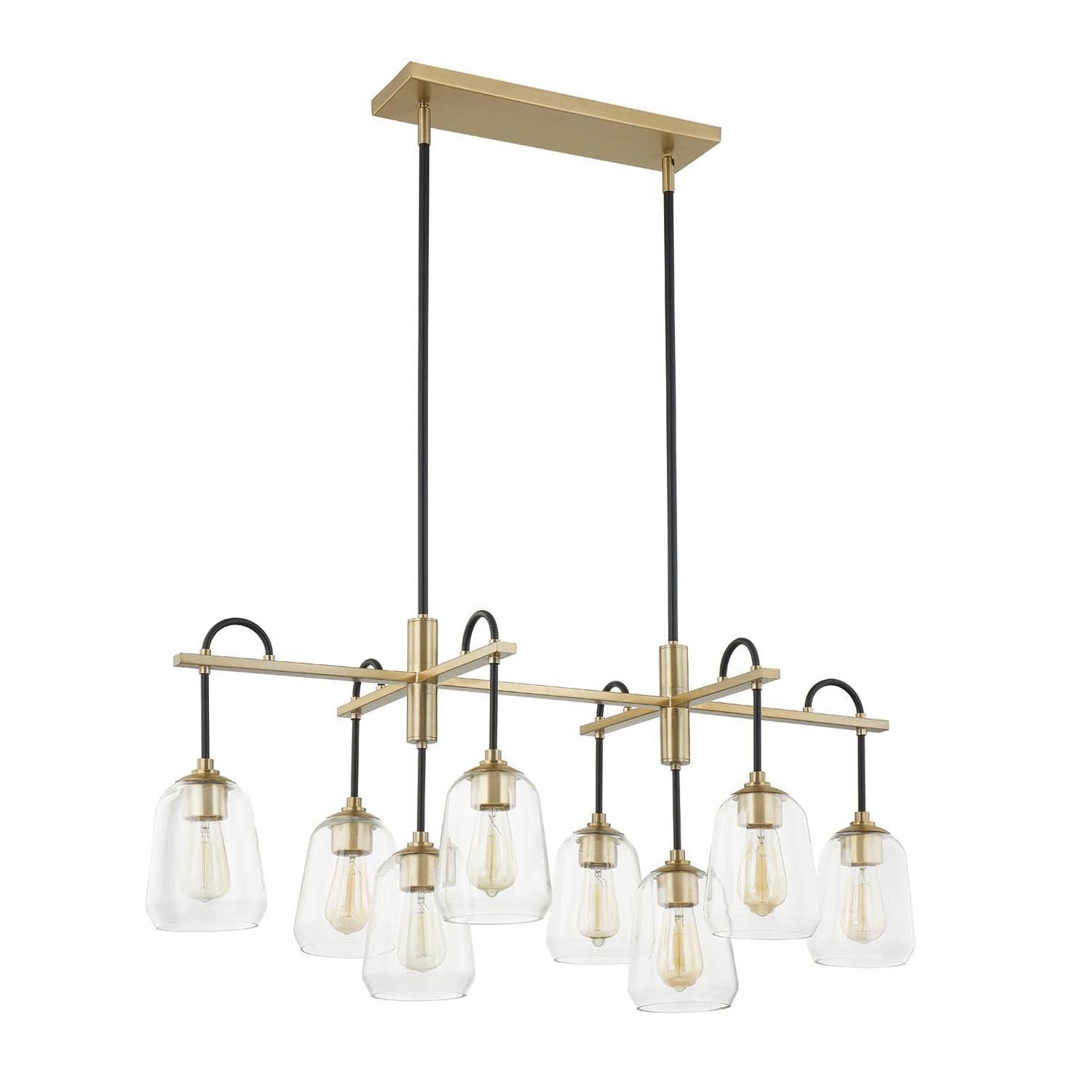 Justice Designs - FSN-8108-CLER-MBBR - Eight Light Chandelier - Fusion - Matte Black w/ Brass