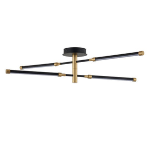 Justice Designs - NSH-4447-MBBR - LED Semi-Flush Mount - Fianco - Matte Black w/ Brass