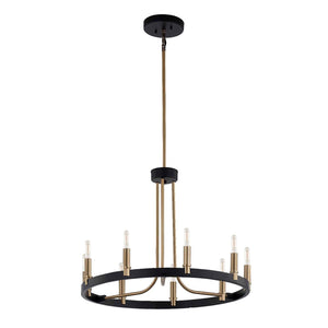 Justice Designs - NSH-8043-MBBR - Nine Light Chandelier - Clayton - Matte Black w/ Brass