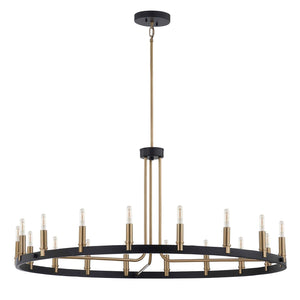 Justice Designs - NSH-8045-MBBR - 18 Light Chandelier - Clayton - Matte Black w/ Brass