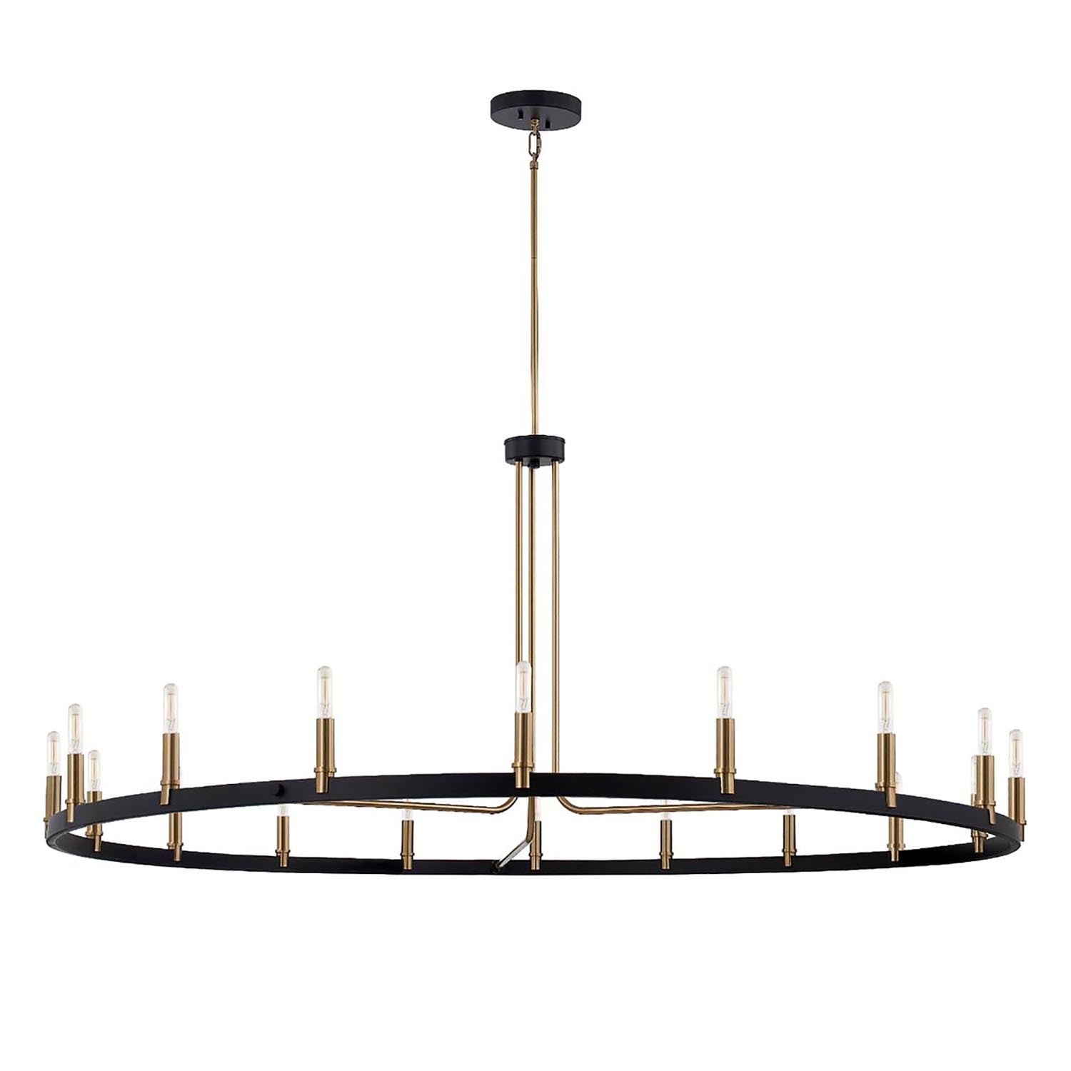 Justice Designs - NSH-8046-MBBR - 18 Light Chandelier - Clayton - Matte Black w/ Brass