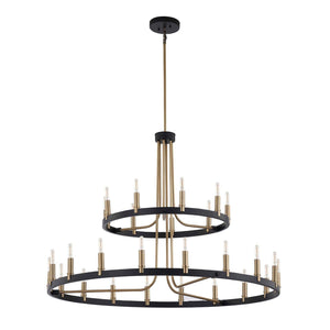 Justice Designs - NSH-8048-MBBR - 27 Light Chandelier - Clayton - Matte Black w/ Brass