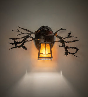 Meyda Tiffany - 261861 - One Light Wall Sconce - Pine Branch - Black Satin Wrought Iron