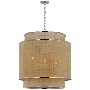 Visual Comfort Signature - MF 5025PN/NRT - LED Pendant - Linley - Polished Nickel and Natural Rattan Caning