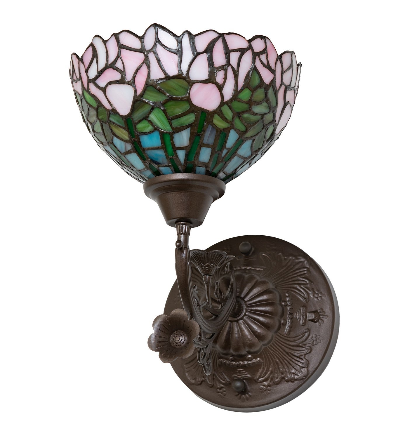 Meyda Tiffany - 264377 - One Light Wall Sconce - Tiffany Cabbage Rose - Mahogany Bronze