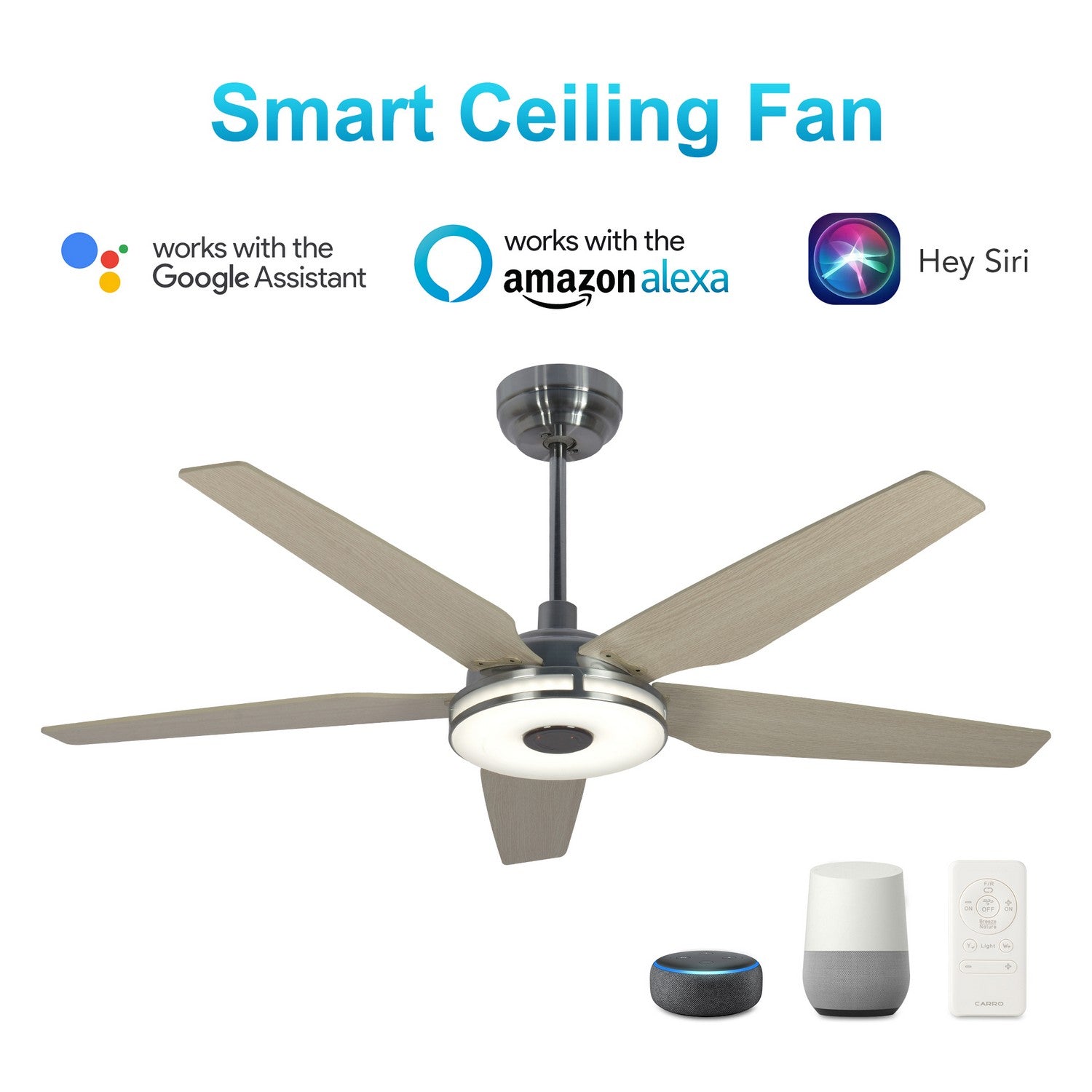 Carro - VS525S-L13-S6-1 - 52"Smart Ceiling Fan - Elira - Silver