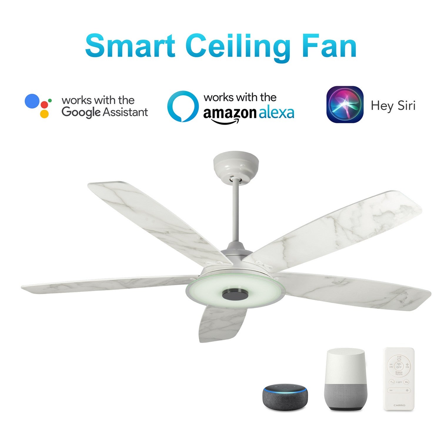 Carro - VS525H-L13-W7-1 - 52"Smart Ceiling Fan - Journey - White