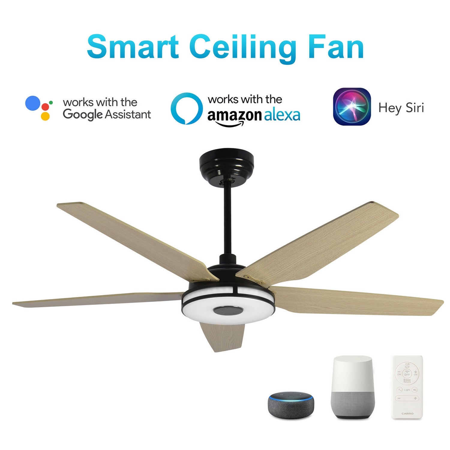 Carro - VS525S-L13-B6-1 - 52"Smart Ceiling Fan - Elira - Black