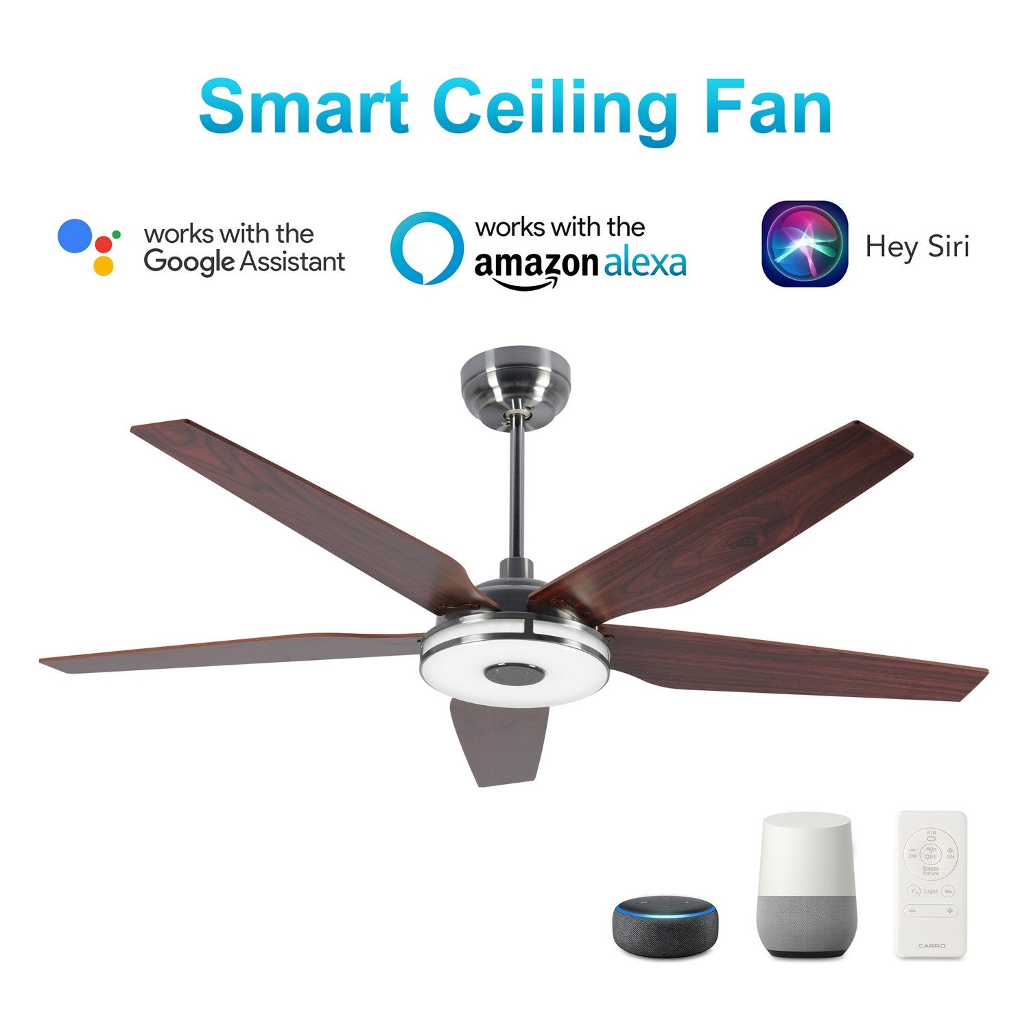 Carro - VS565S-L13-S4-1 - 56"Smart Ceiling Fan - Elira - Silver