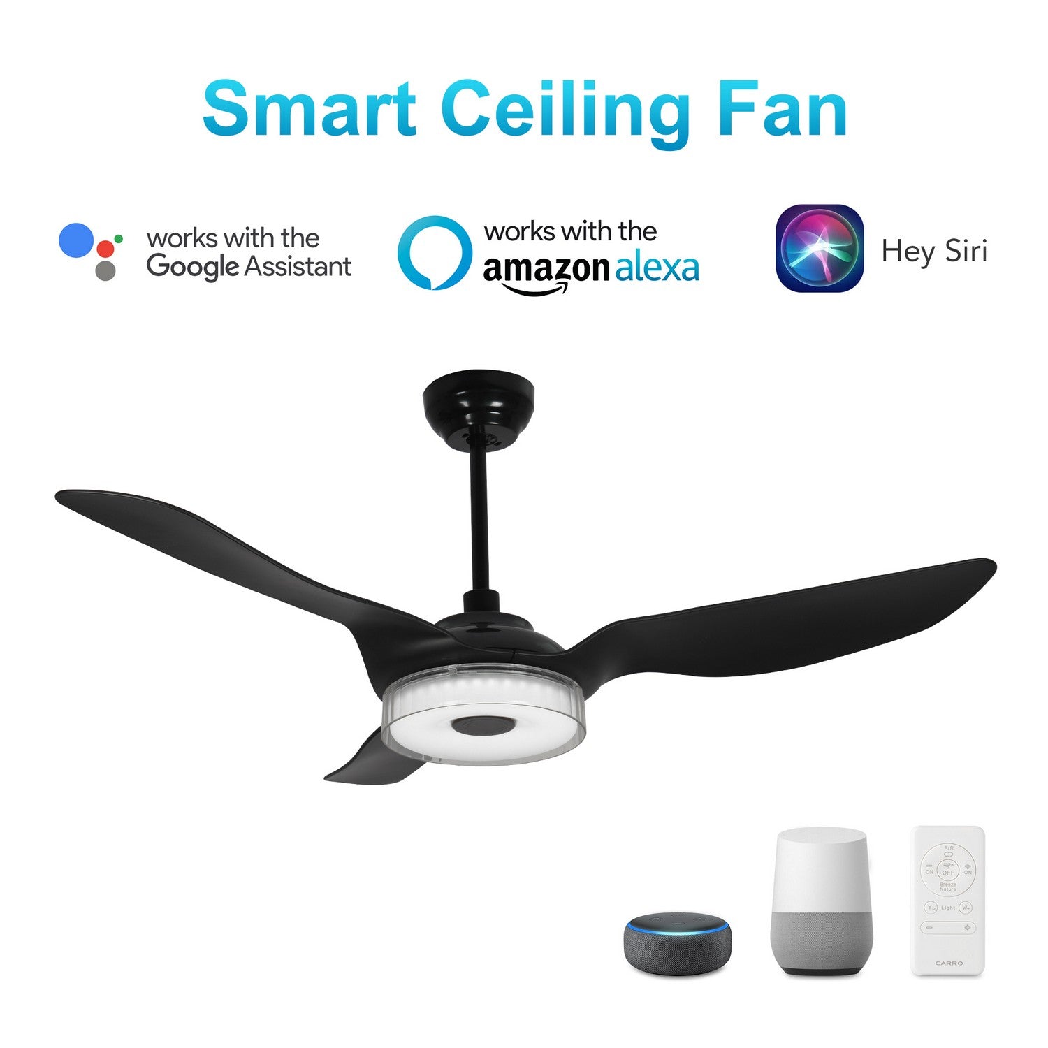 Carro - VS523F-L12-B2-1 - 52"Smart Ceiling Fan - Fletcher - Black