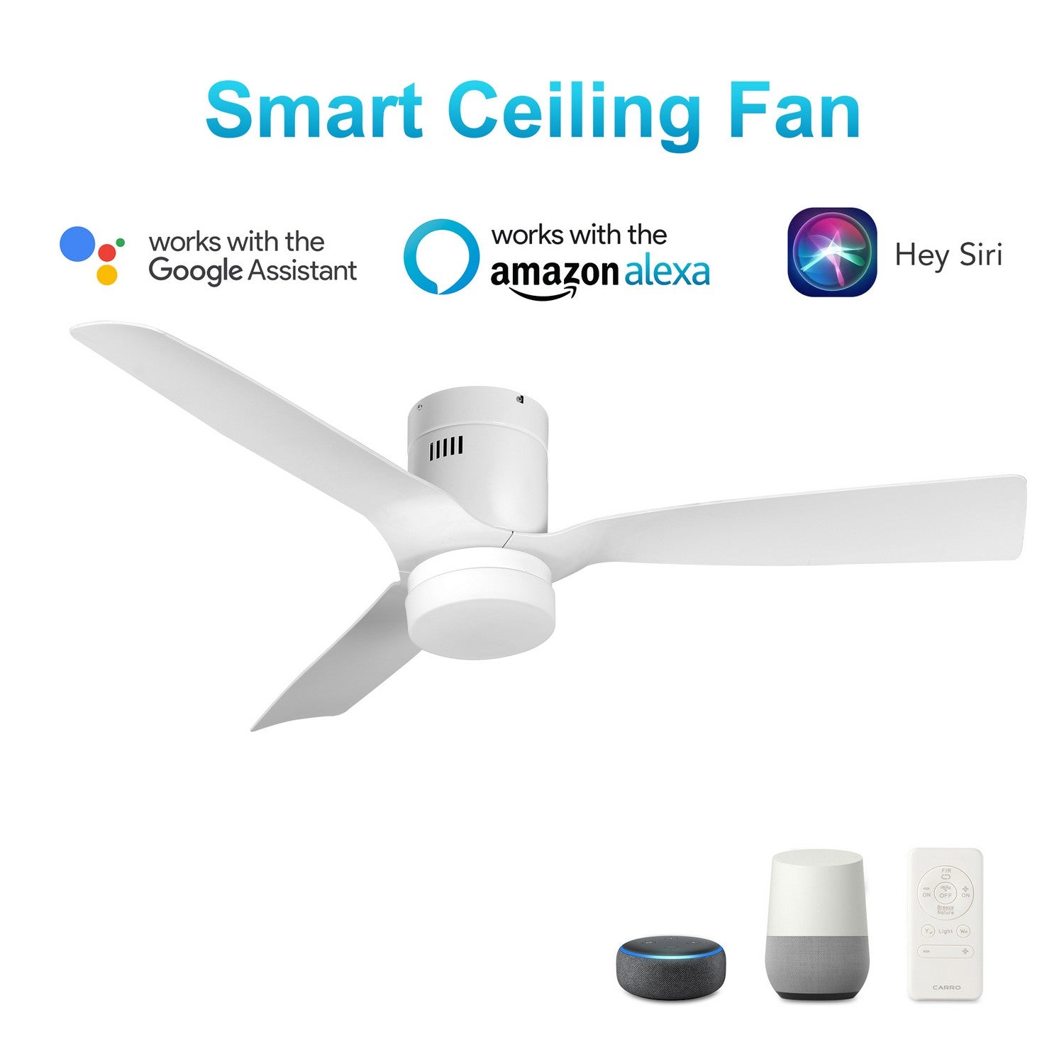 Carro - VS523P-L12-W1-1-FM - 52"Smart Ceiling Fan - Spezia - White