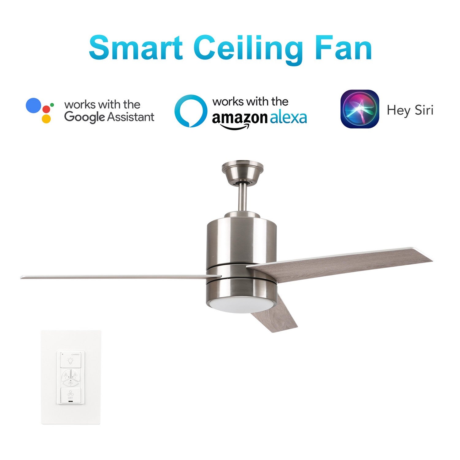 Carro - VWGS-523A-L11-S3-1 - 52"Smart Ceiling Fan - Raiden - Silver