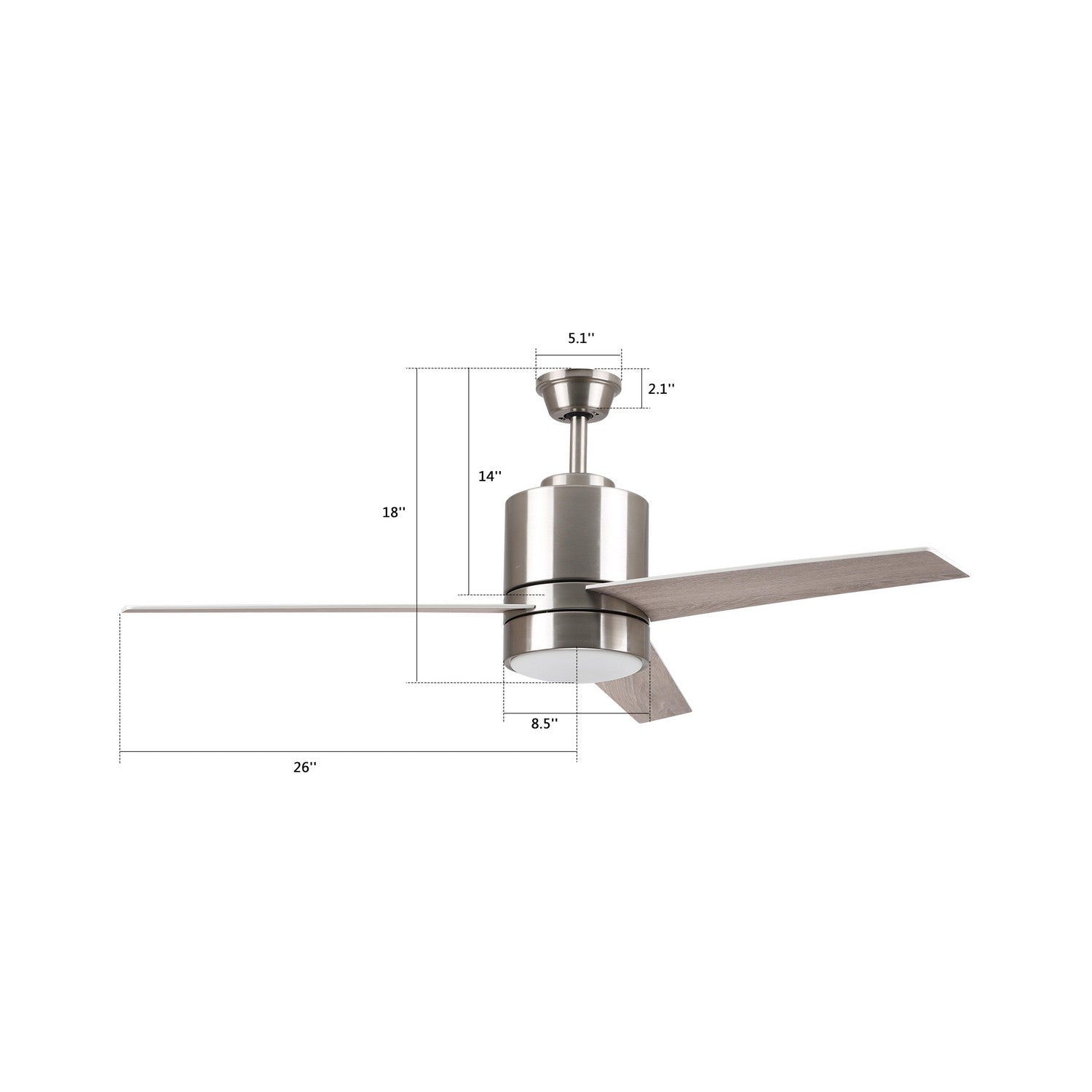 Carro - VWGS-523A-L11-S3-1 - 52"Smart Ceiling Fan - Raiden - Silver