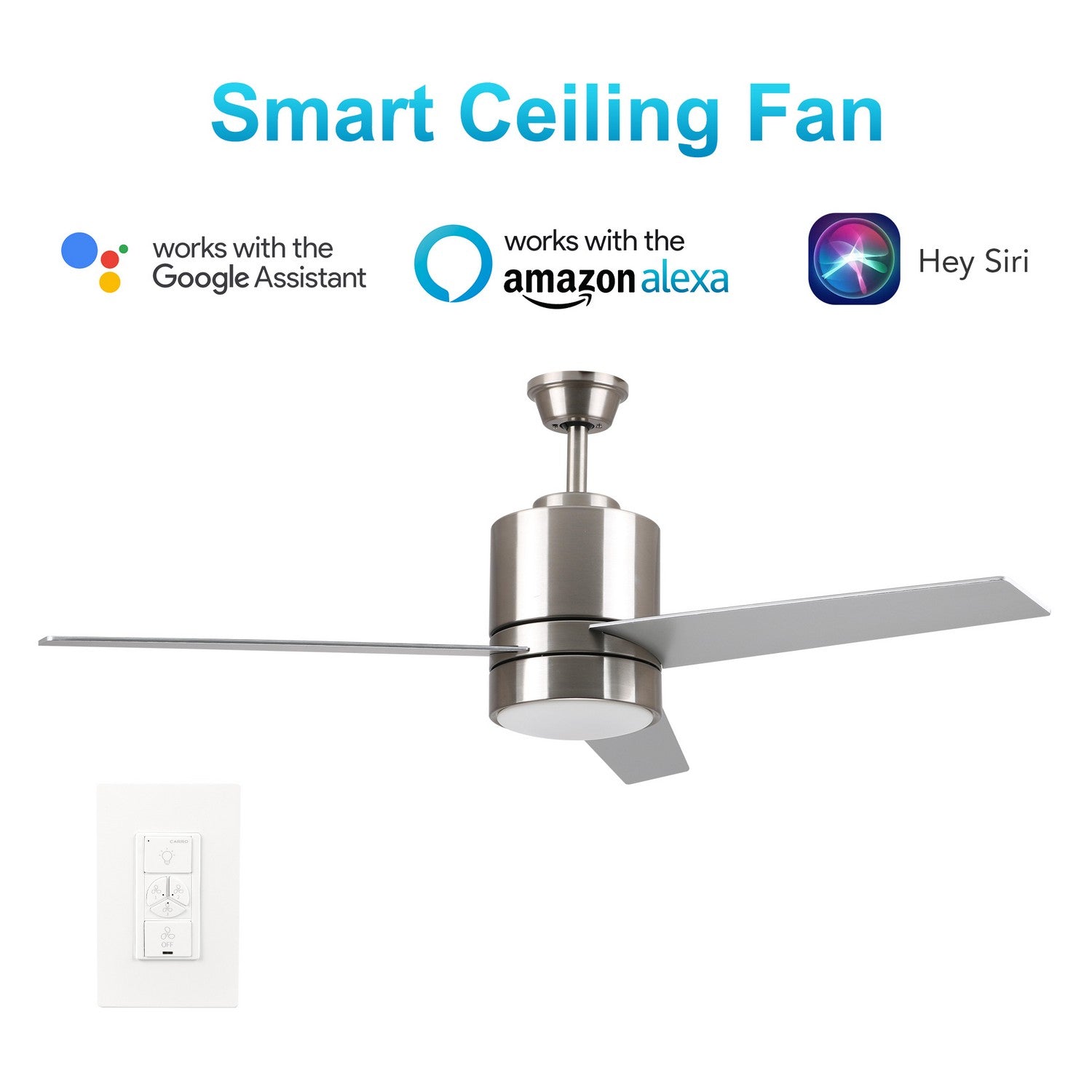 Carro - VWGS-523A-L11-S4-1 - 52"Smart Ceiling Fan - Raiden - Silver