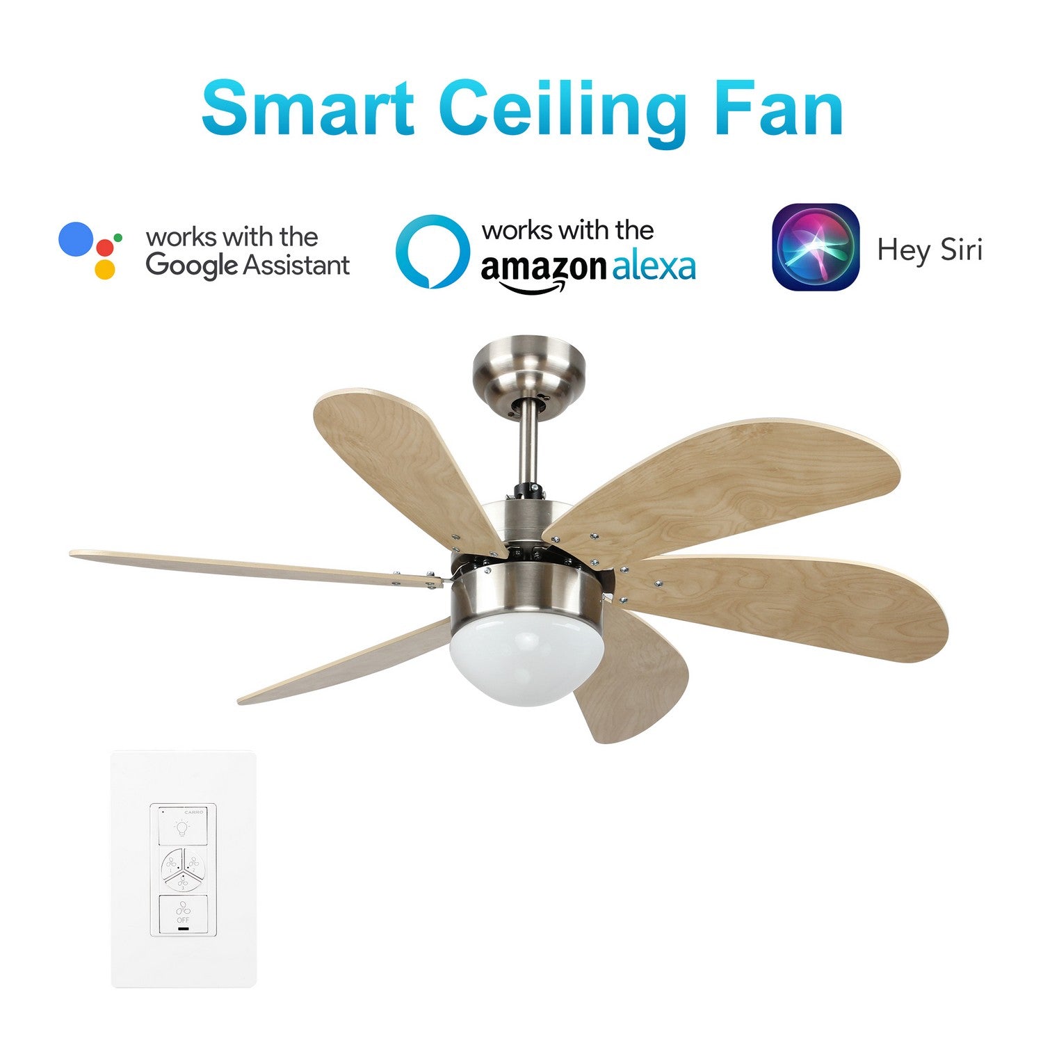 Carro - VWGS-386E-L11-SE-1 - 38"Smart Ceiling Fan - Metanoia - Silver