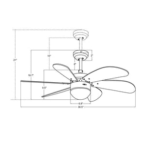 Carro - VWGS-386E-L11-SE-1 - 38"Smart Ceiling Fan - Metanoia - Silver