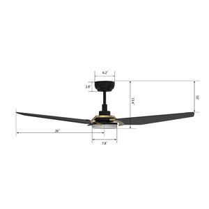 Carro - VS523B-L12-B2-1G - 52"Smart Ceiling Fan - Kaj - Black