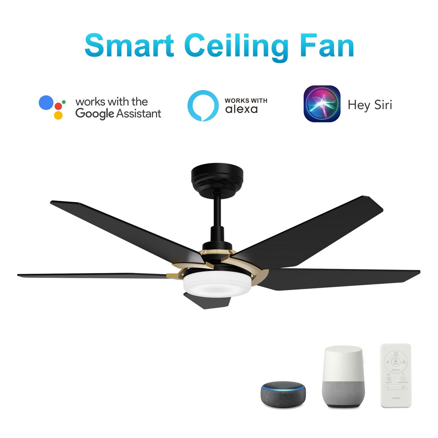 Carro - VS525B-L22-B2-1G - 52"Smart Ceiling Fan - Woodrow - Black