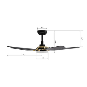 Carro - VS525B-L22-B2-1G - 52"Smart Ceiling Fan - Woodrow - Black