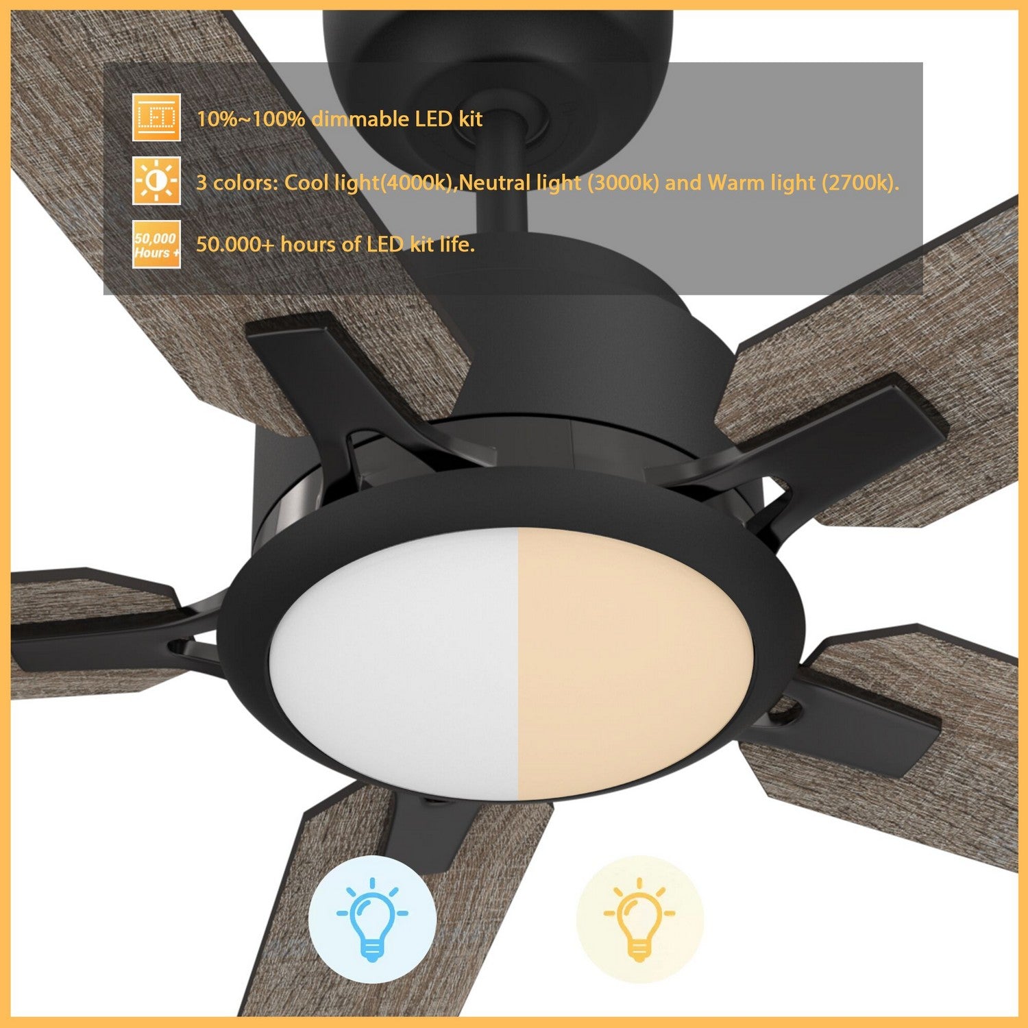 Carro - VS525J-L12-BG-1 - 52"Smart Ceiling Fan - Espear - Black