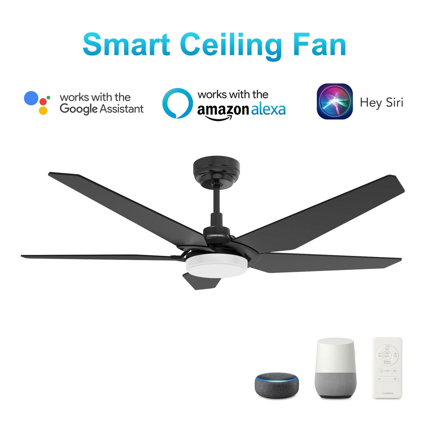 Carro - VS525B-L22-B2-1 - 52"Smart Ceiling Fan - Woodrow - Black