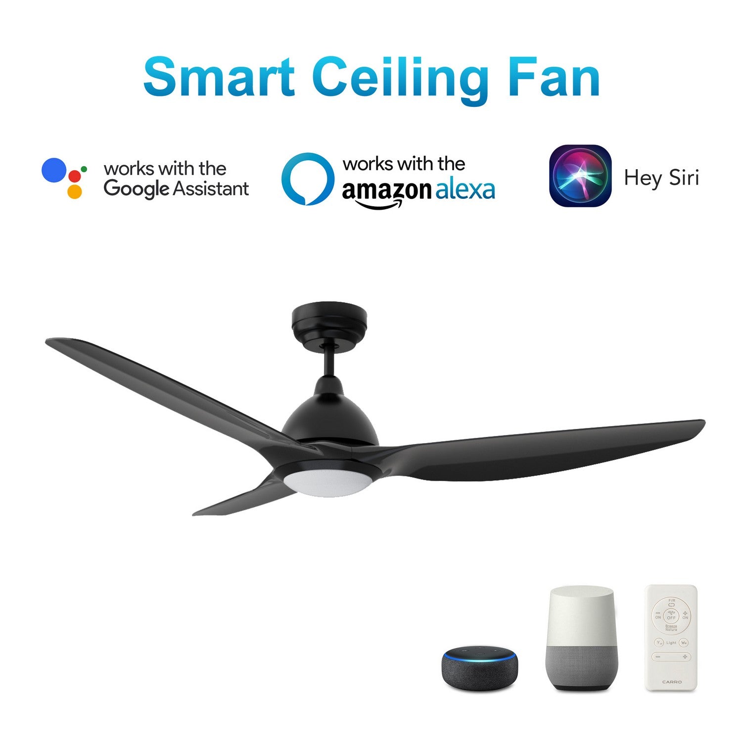 Carro - VS523K-L12-B2-1 - 52"Smart Ceiling Fan - Cranston - Black