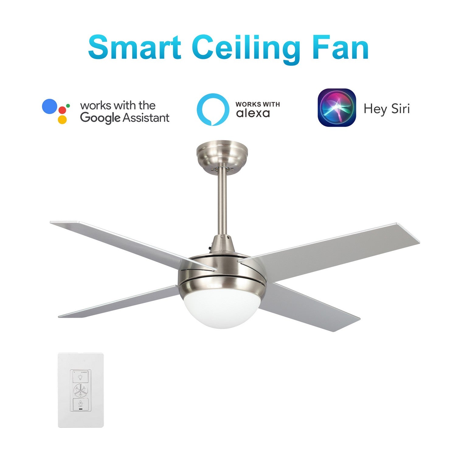 Carro - VWGS-524C-L11-SC-1 - 52"Smart Ceiling Fan - Neva - Silver