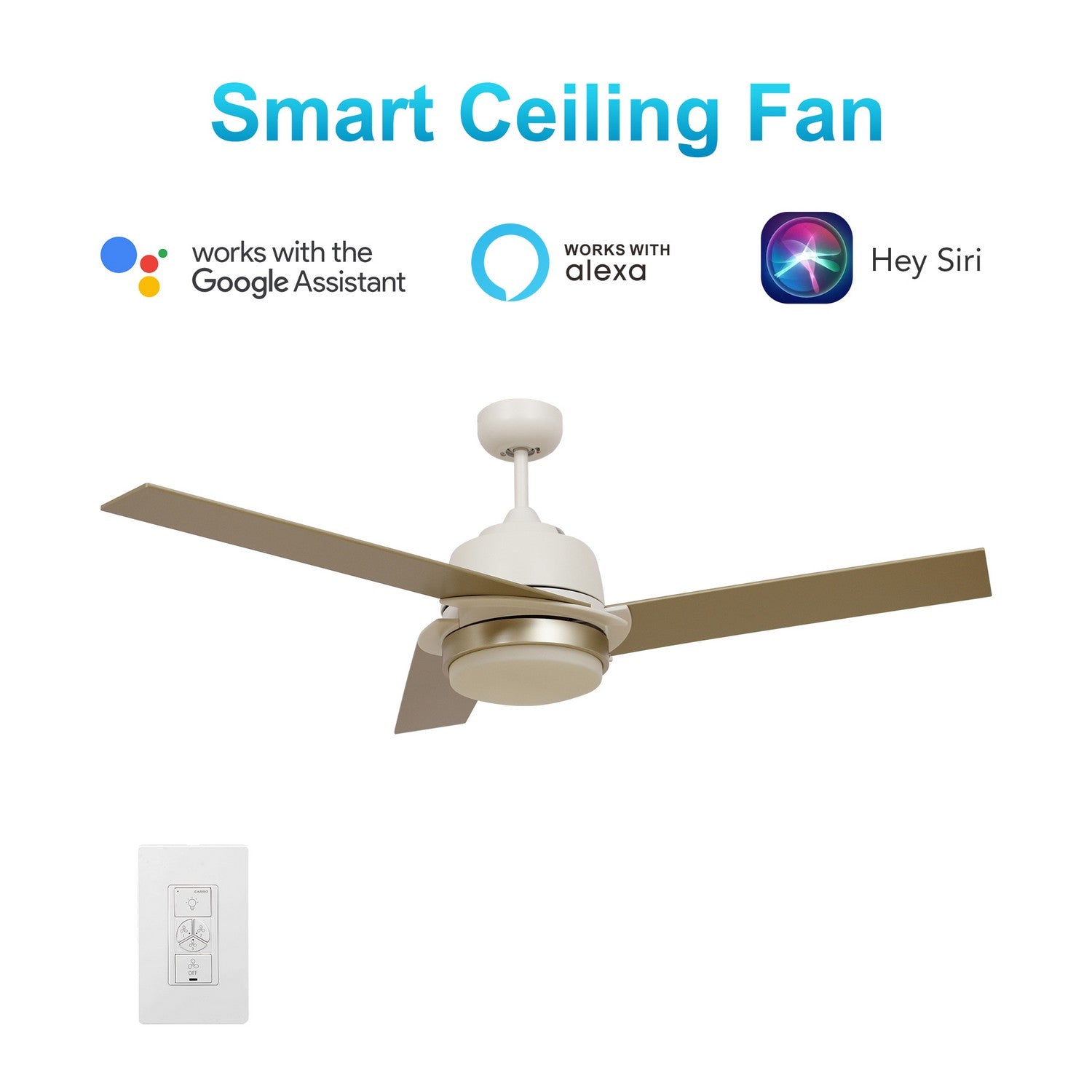 Carro - VWGS-523A1-L12-WL-1 - 52"Smart Ceiling Fan - Aeryn - White