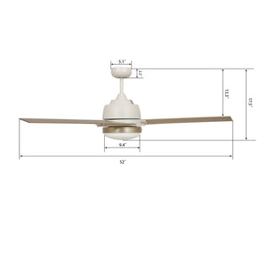 Carro - VWGS-523A1-L12-WL-1 - 52"Smart Ceiling Fan - Aeryn - White