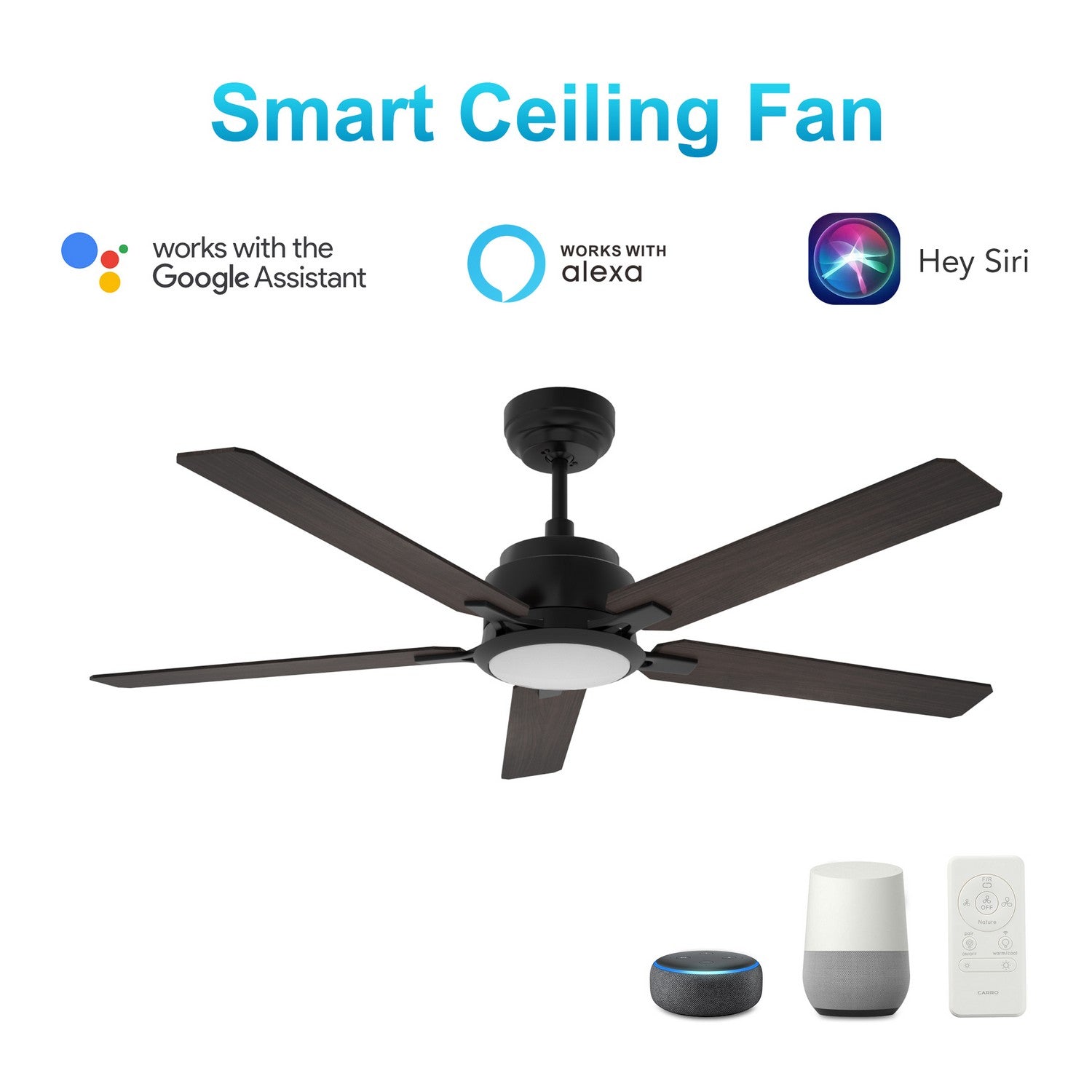 Carro - VS525J-L12-B5-1 - 52"Smart Ceiling Fan - Espear - Black