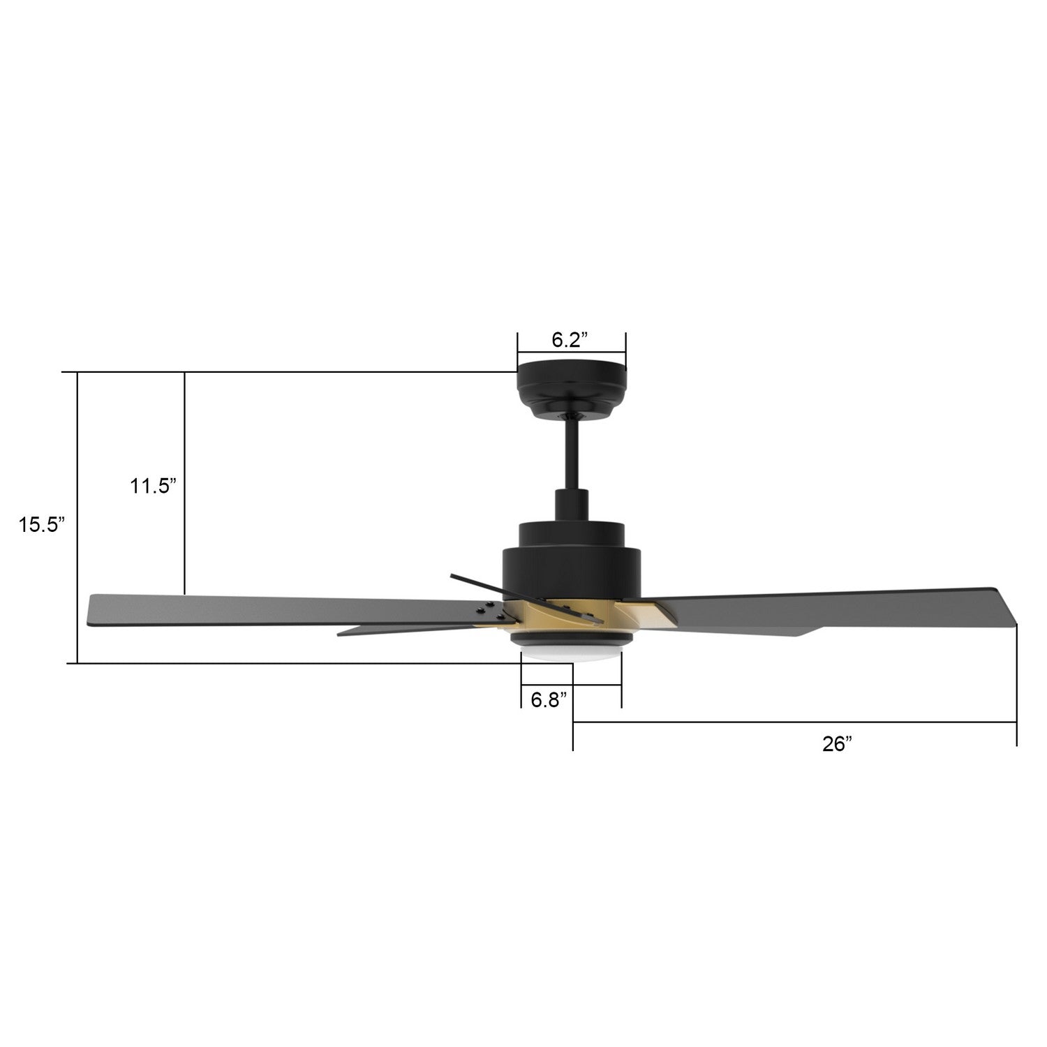 Carro - VS525J1-L11-B2-1G - 52"Smart Ceiling Fan - Ascender - Black